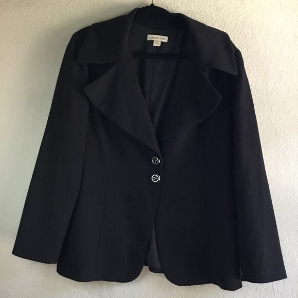 Black Minimalist Collared Workwear Corpcore Office Siren Blazer Jacket Size 14 - Picture 1 of 9